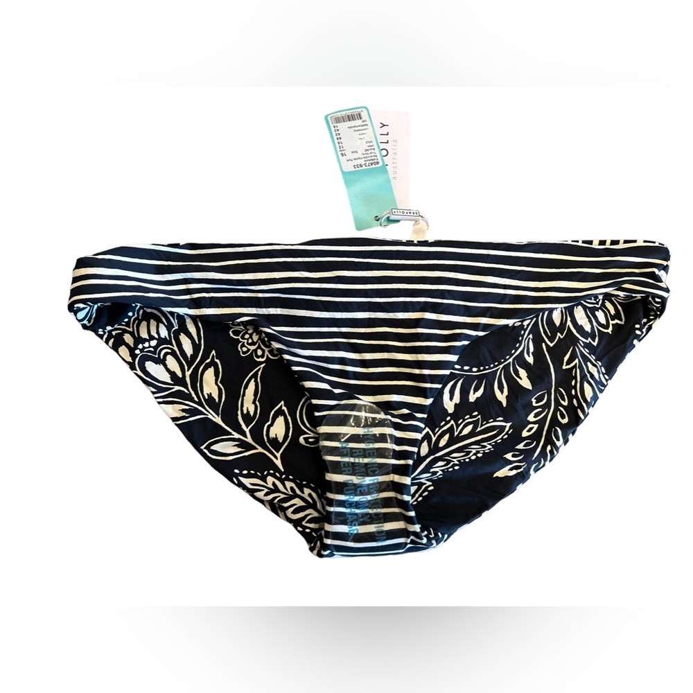 SEAFOLLY reversible low rise bikini swim bottoms size 16 regenerated fibers NWT